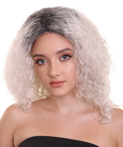 Women's Zombie Grey Scary Wig  | Ombre Curly  Hair | Premium Breathable Capless Cap