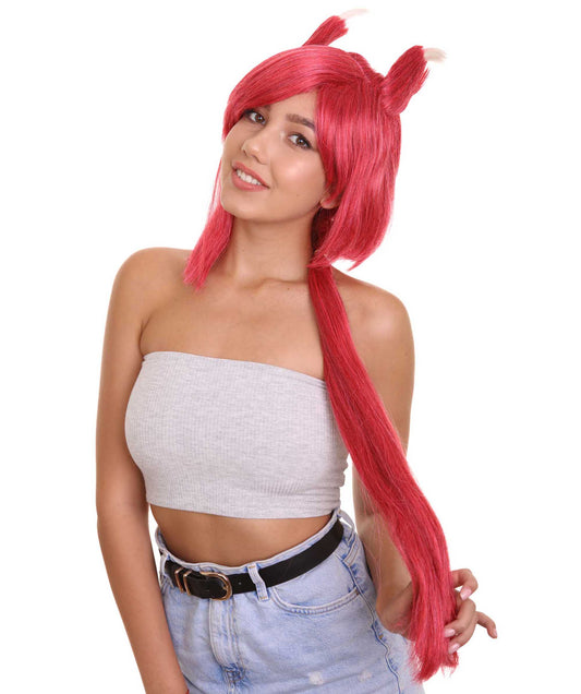 Womens Game Fancy Wig | Red Video Game Wigs | Premium Breathable Capless Cap