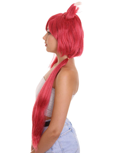 Womens Game Fancy Wig | Red Video Game Wigs | Premium Breathable Capless Cap