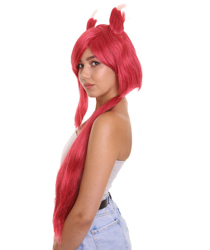 Womens Game Fancy Wig | Red Video Game Wigs | Premium Breathable Capless Cap