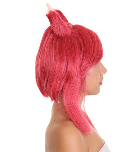 Womens Game Fancy Wig | Red Video Game Wigs | Premium Breathable Capless Cap