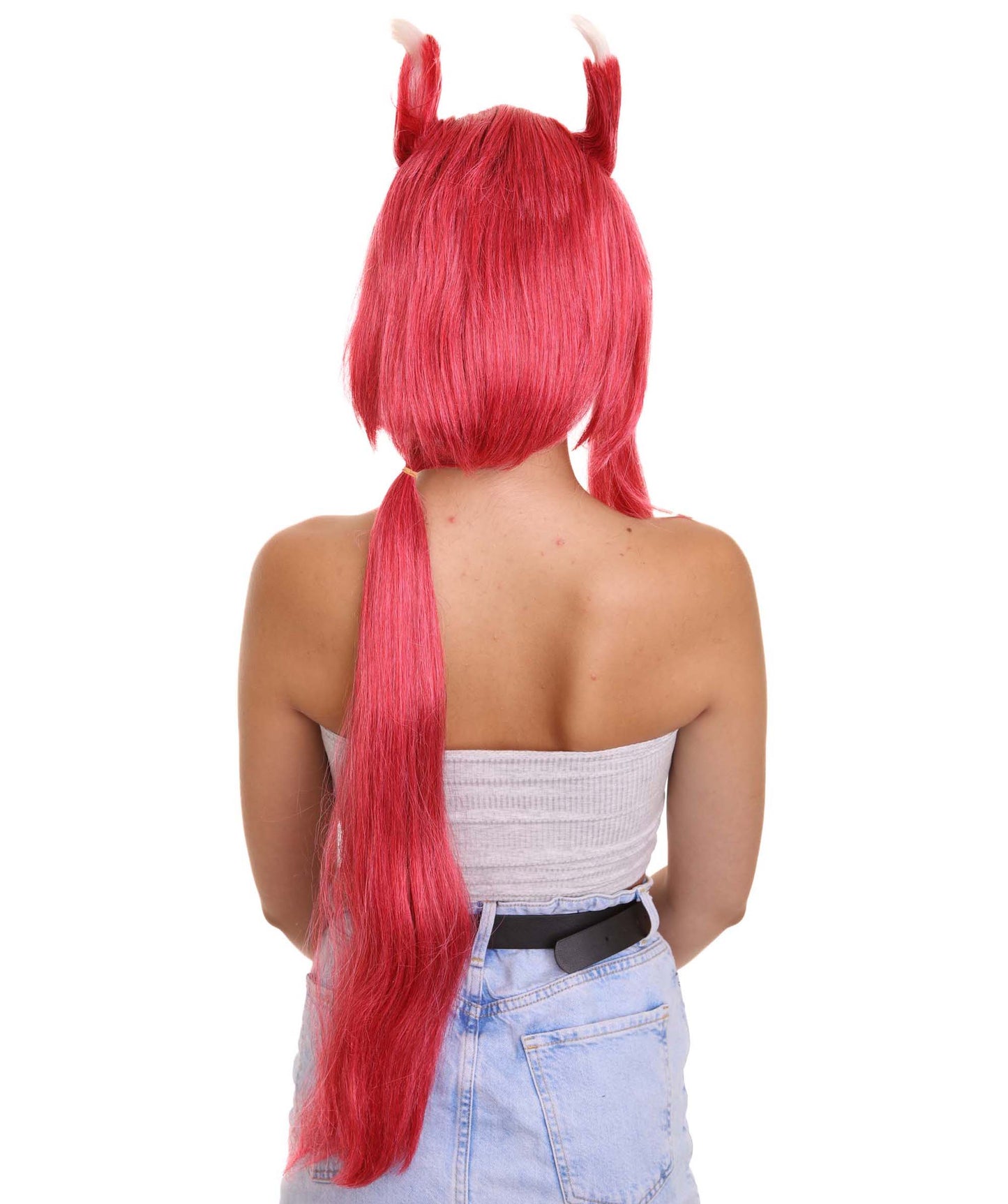 Womens Game Fancy Wig | Red Video Game Wigs | Premium Breathable Capless Cap