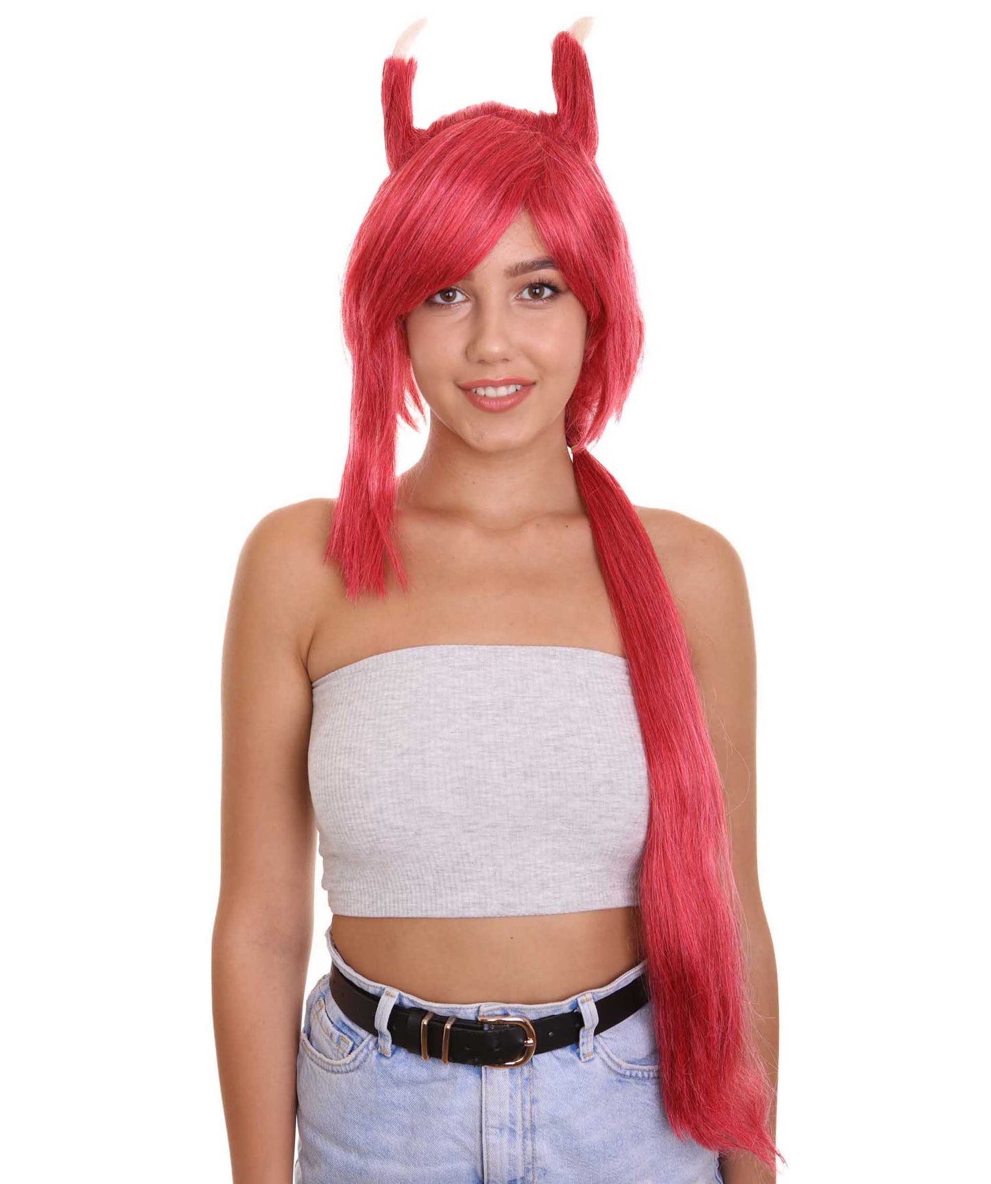 Womens Game Fancy Wig | Red Video Game Wigs | Premium Breathable Capless Cap