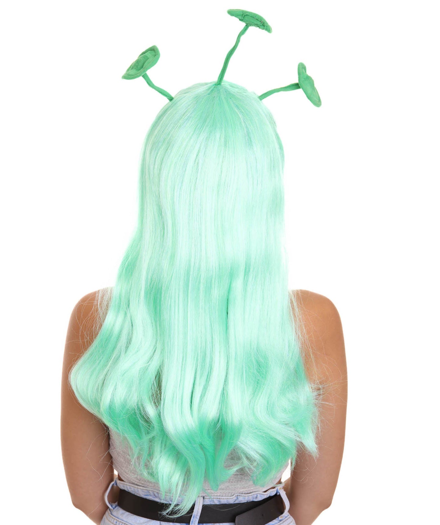 Womens Wig with 3 Antennaes , Green TV/Movie Wigs , Premium Breathable Capless Cap