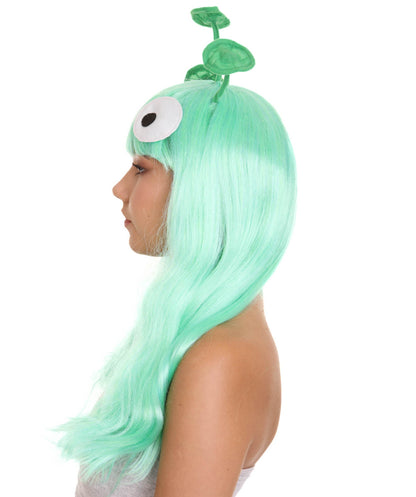 Womens Wig with 3 Antennaes , Green TV/Movie Wigs , Premium Breathable Capless Cap