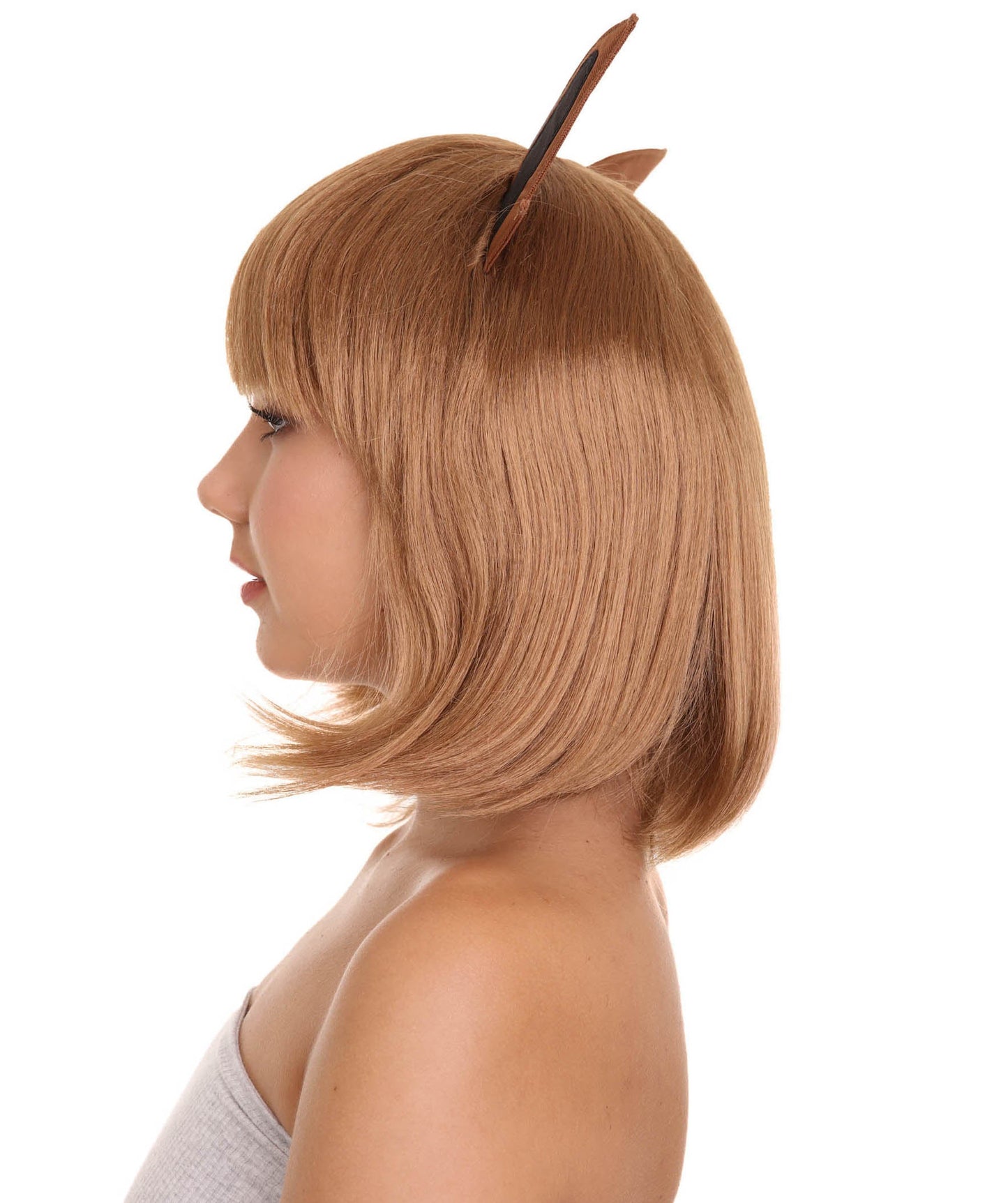 Womens Monster Wig with Ears | Brown Fancy Video Game Wigs | Premium Breathable Capless Cap