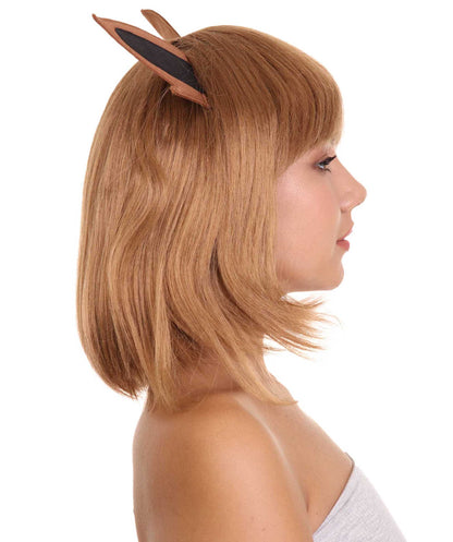 Womens Monster Wig with Ears | Brown Fancy Video Game Wigs | Premium Breathable Capless Cap