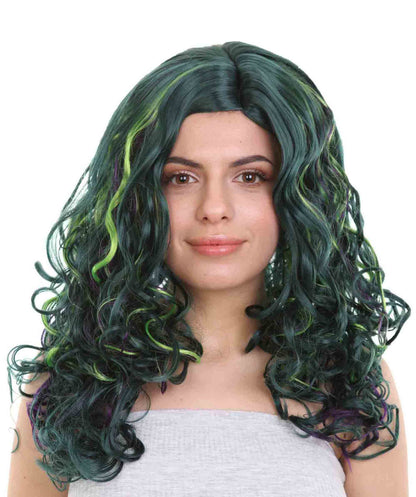 Green Wicked Witch Women's Wig | Horror Blue Green Two Toned Halloween Wigs | Premium Breathable Capless Cap