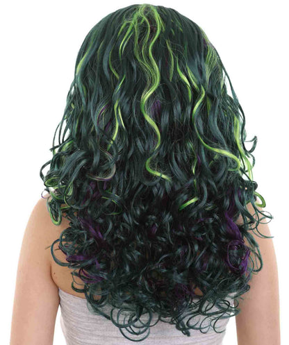 Green Wicked Witch Women's Wig | Horror Blue Green Two Toned Halloween Wigs | Premium Breathable Capless Cap