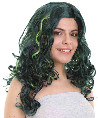 Green Wicked Witch Women's Wig | Horror Blue Green Two Toned Halloween Wigs | Premium Breathable Capless Cap