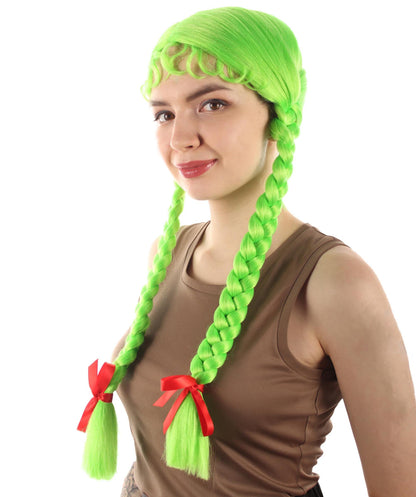 Green Multiple Colors Option Long Braided Wig