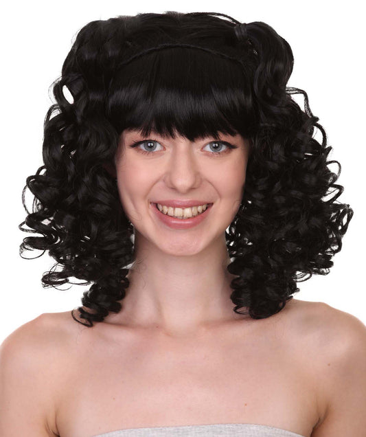 Black Women's Colonial  Curly Blonde Historical Wig with Black Lace 