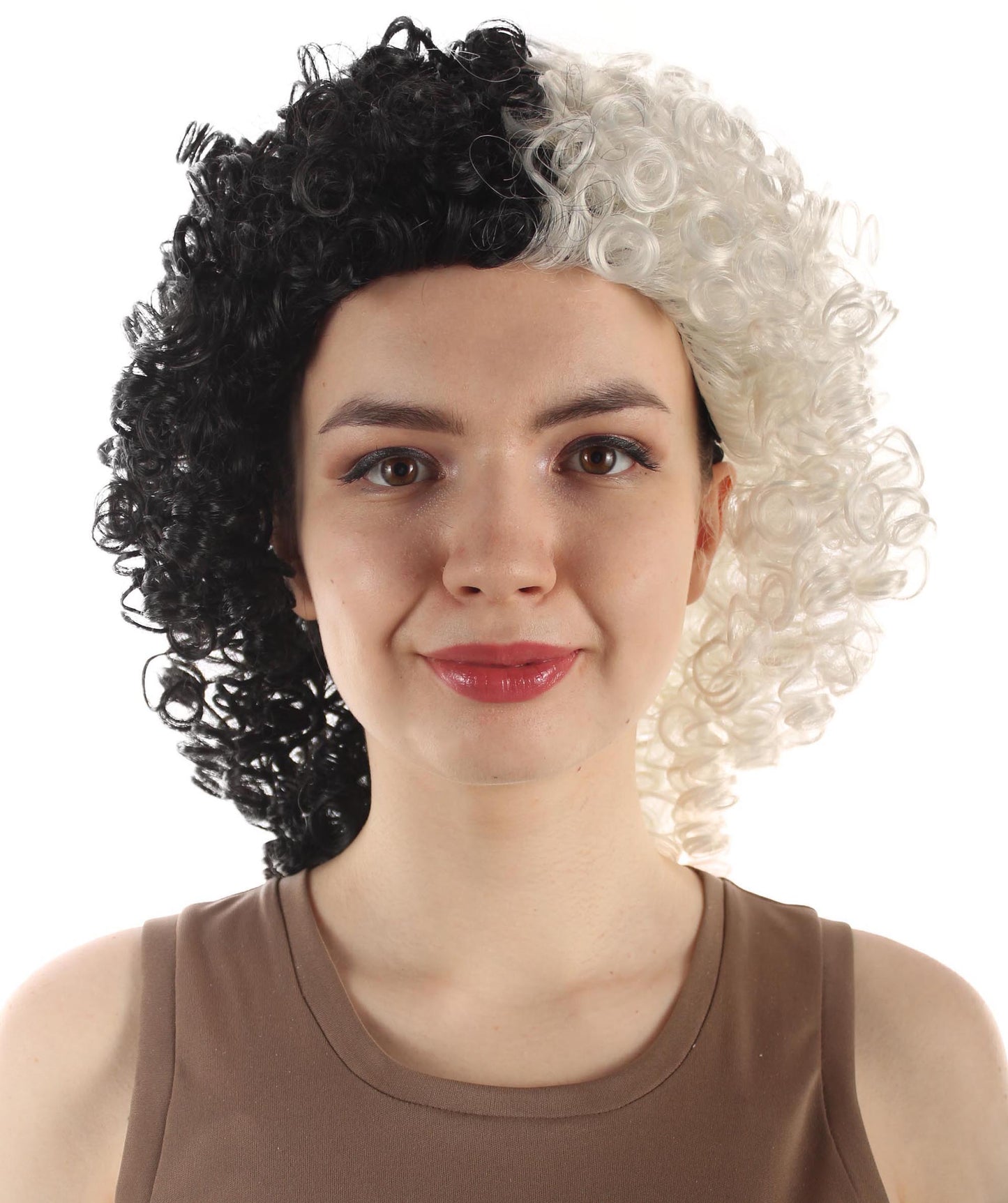 White & Black Women's Royalty Queen Curly Wig