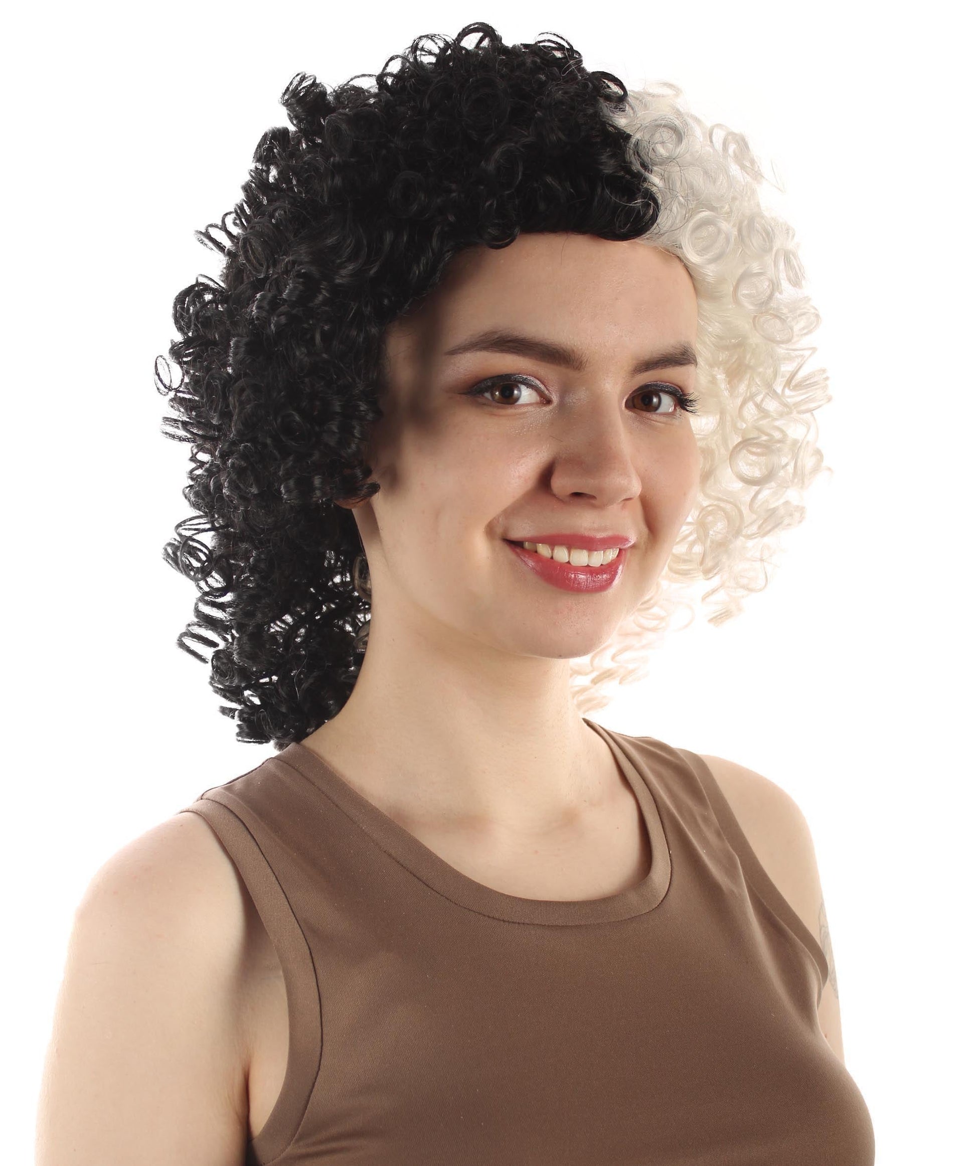 White & Black Women's Royalty Queen Curly Wig