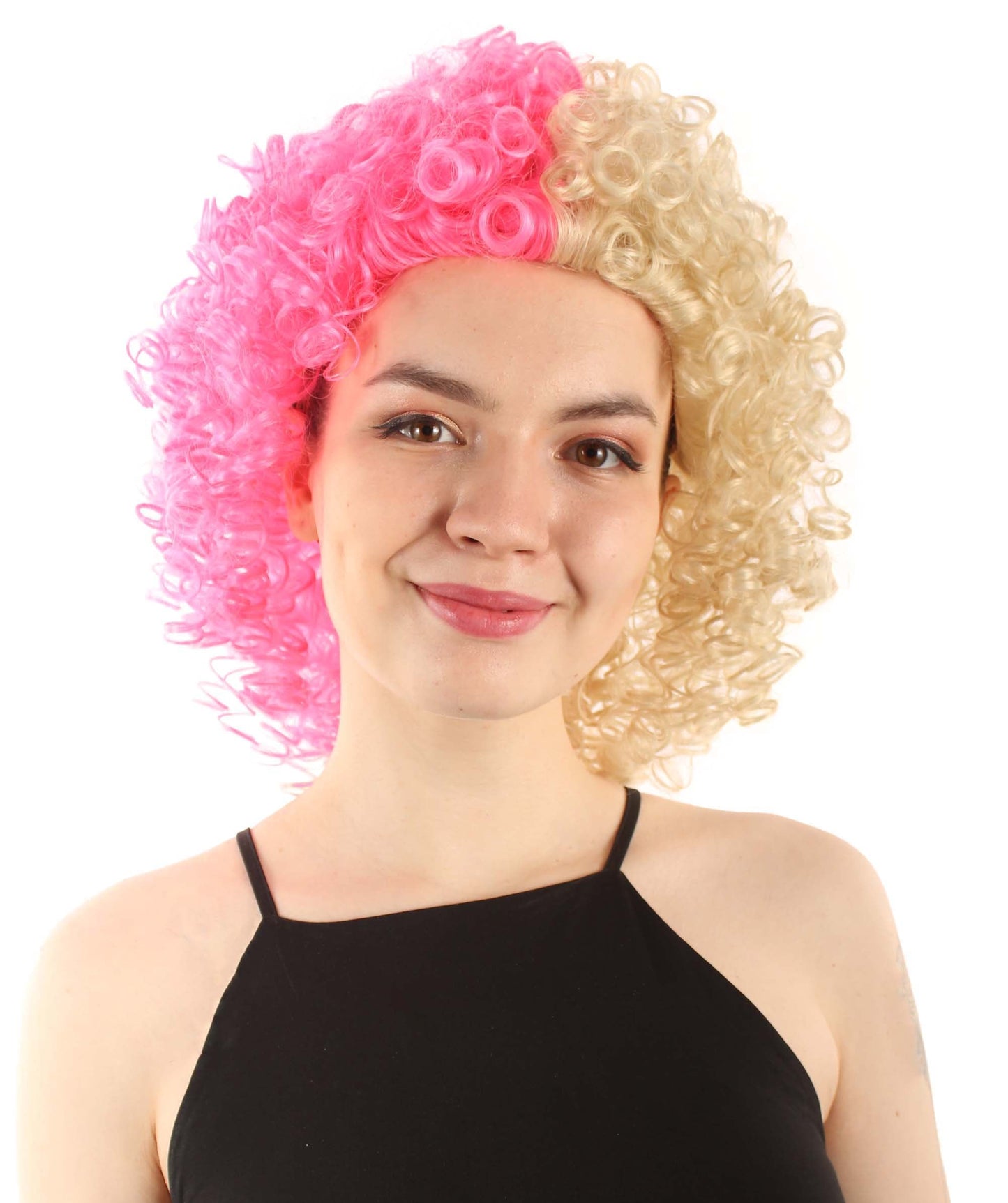 Blonde & Pink Women's Royalty Queen Curly Wig