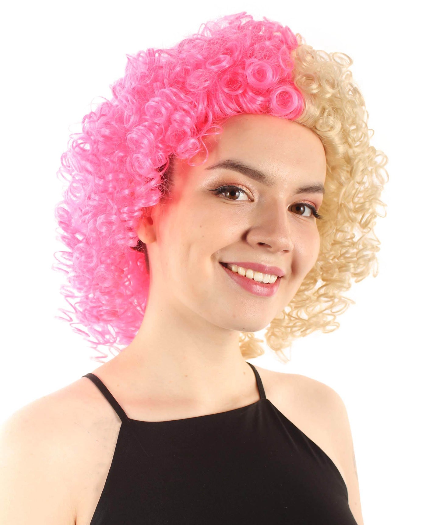 Blonde & Pink Women's Royalty Queen Curly Wig