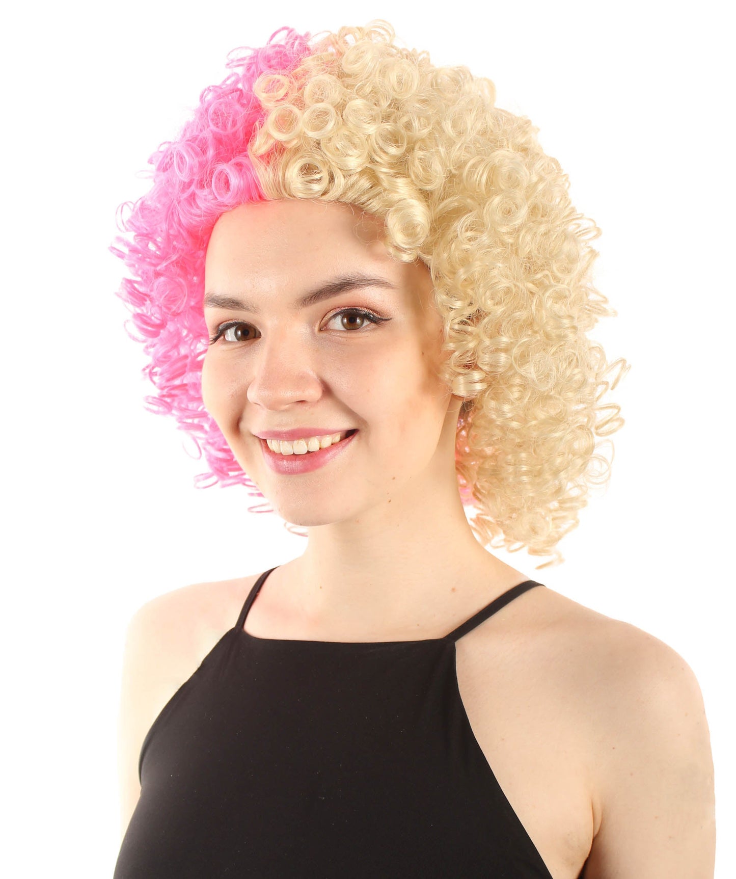 Blonde & Pink Women's Royalty Queen Curly Wig