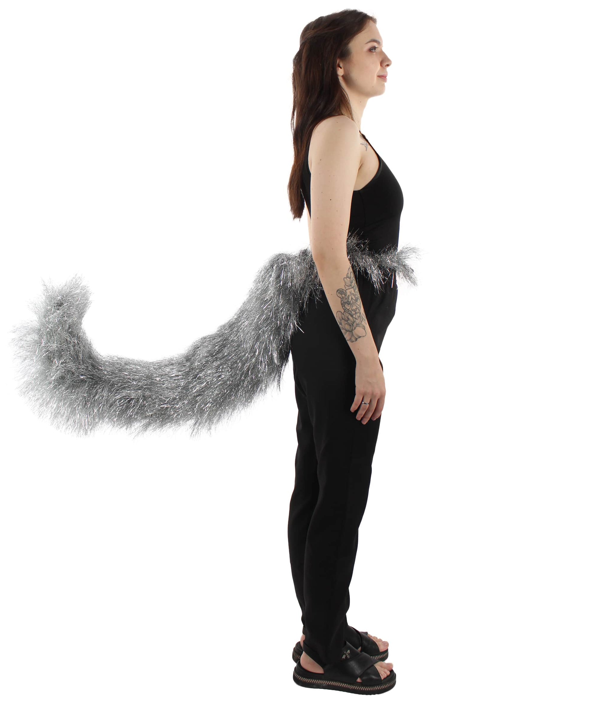 Silver Fluffy Bushy Animal Tail