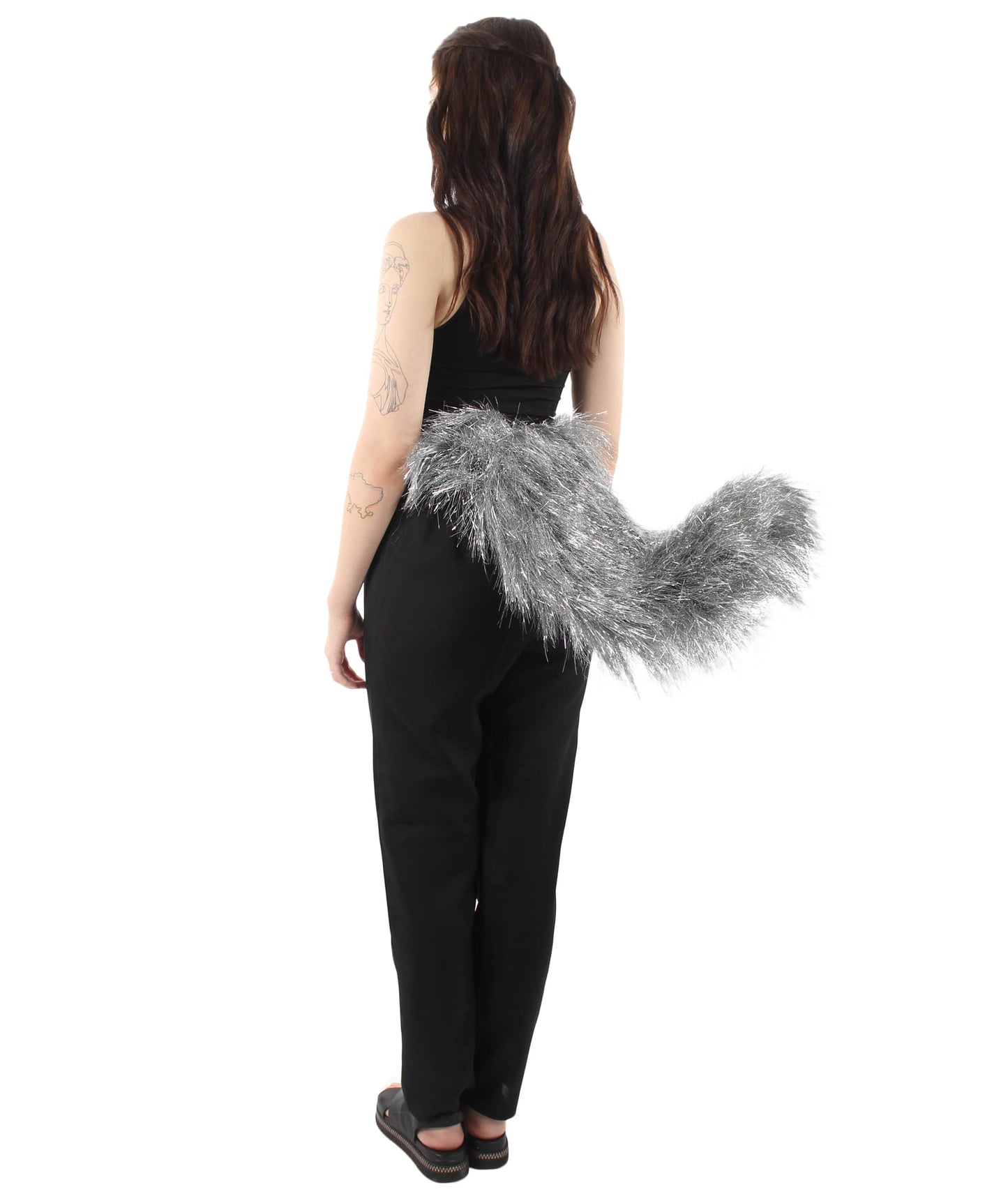 Silver Fluffy Bushy Animal Tail