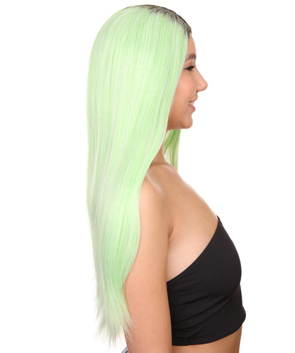 Celebrity Womens Wig | Ombre Green Long Wig | Premium Breathable Capless Cap