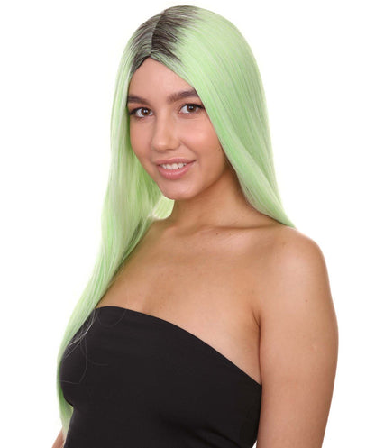 Celebrity Womens Wig | Ombre Green Long Wig | Premium Breathable Capless Cap