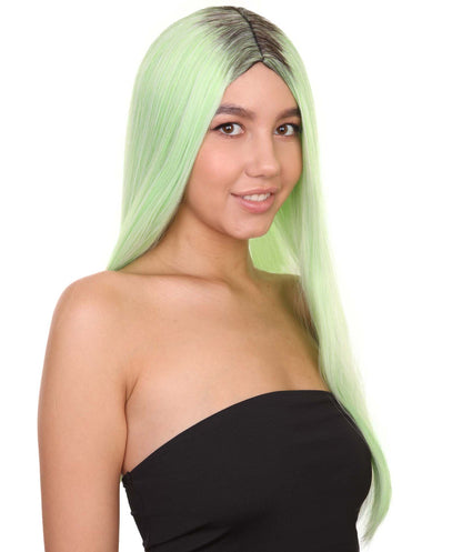 Celebrity Womens Wig | Ombre Green Long Wig | Premium Breathable Capless Cap