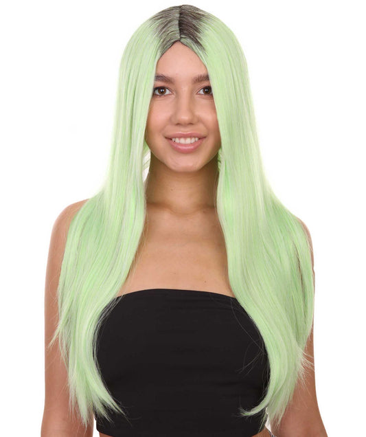 Celebrity Womens Wig | Ombre Green Long Wig | Premium Breathable Capless Cap