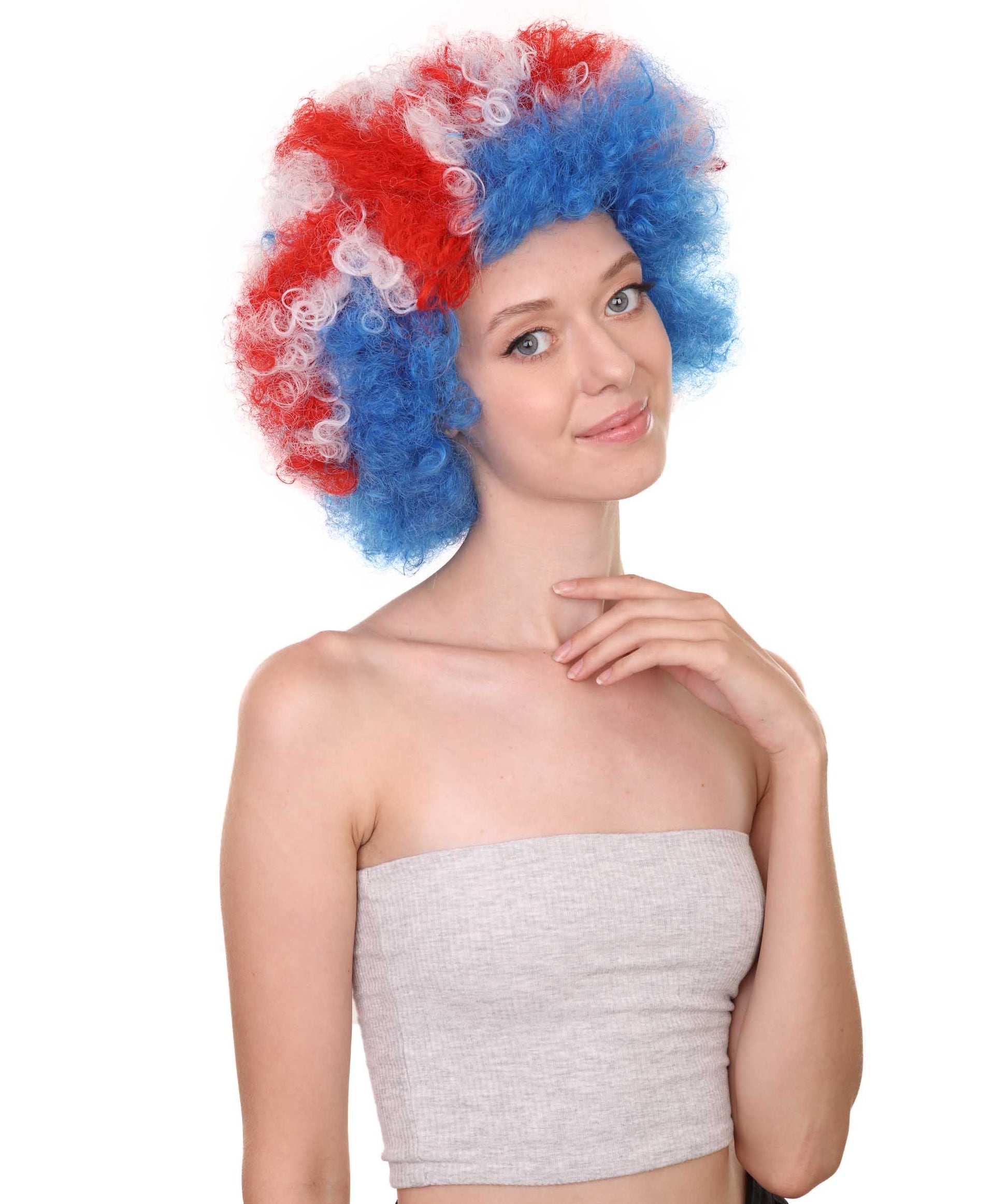 Iceland flag sport  small afro wig