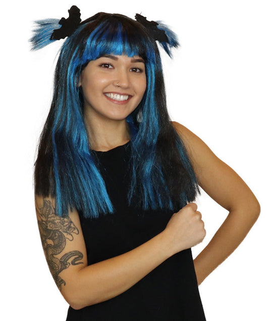 Bat Black and Blue Wig