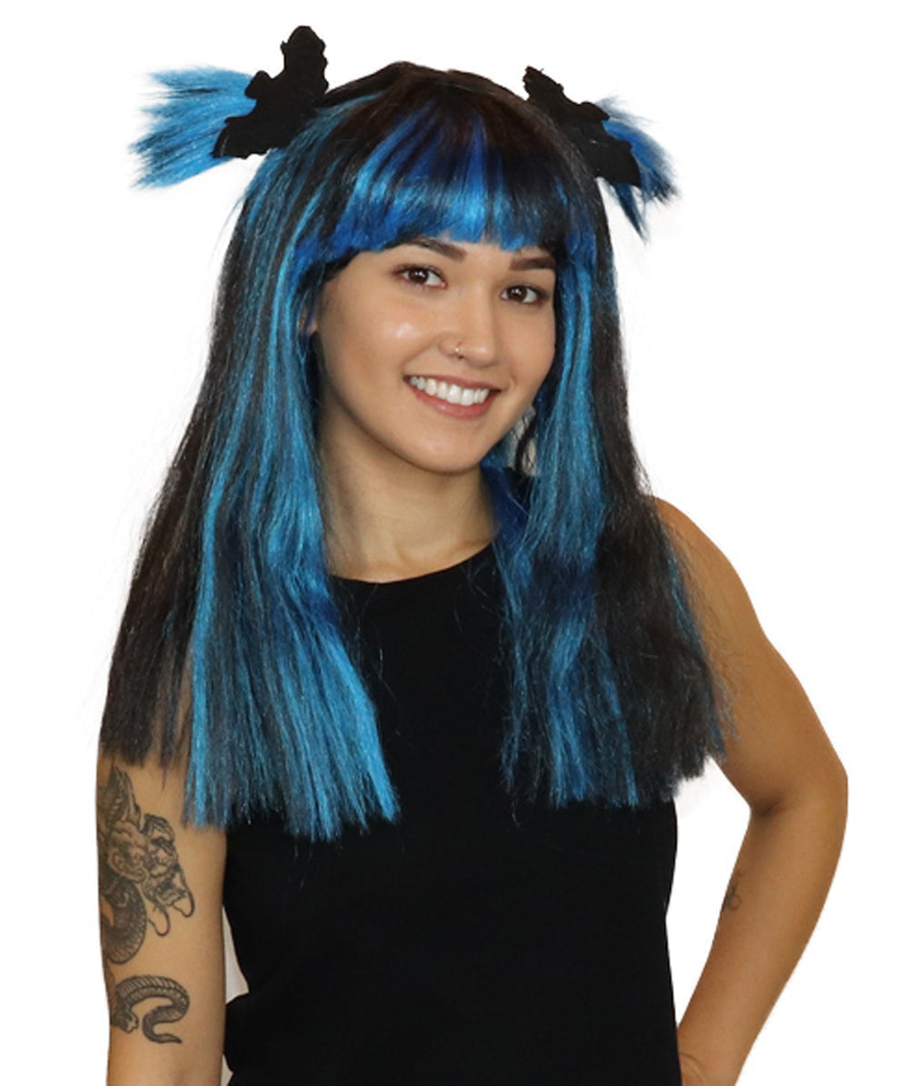 Bat Black and Blue Wig