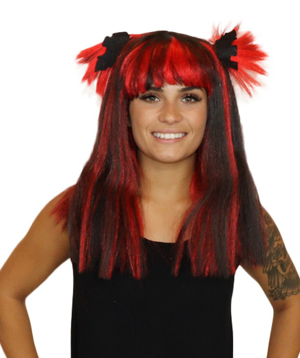 Bat Black and Red Wig