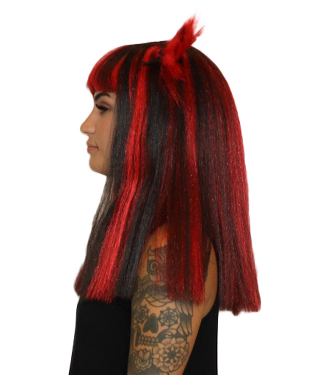 Bat Black and Red Wig