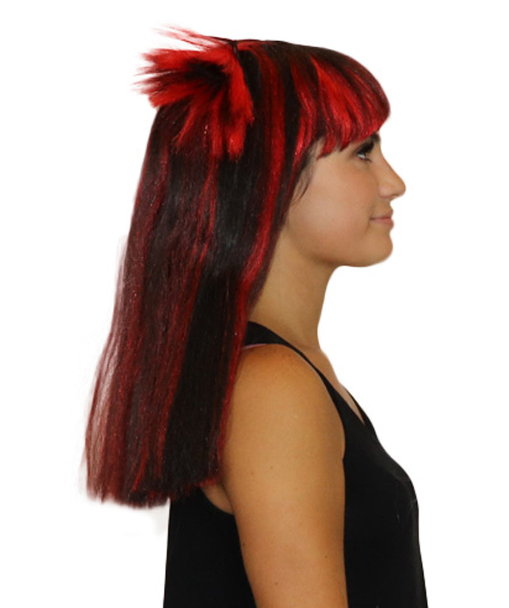 Bat Black and Red Wig