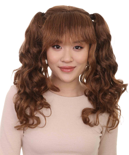 Lolita Ponytail Brown Womens Wig | Long Brown Ponytail Curly wig | Premium Breathable Capless Cap