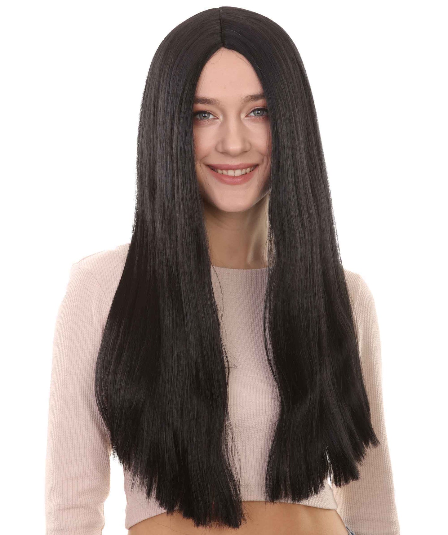 Black Witch Womens Wig | Long Horror Halloween Wig | Premium Breathable Capless Cap