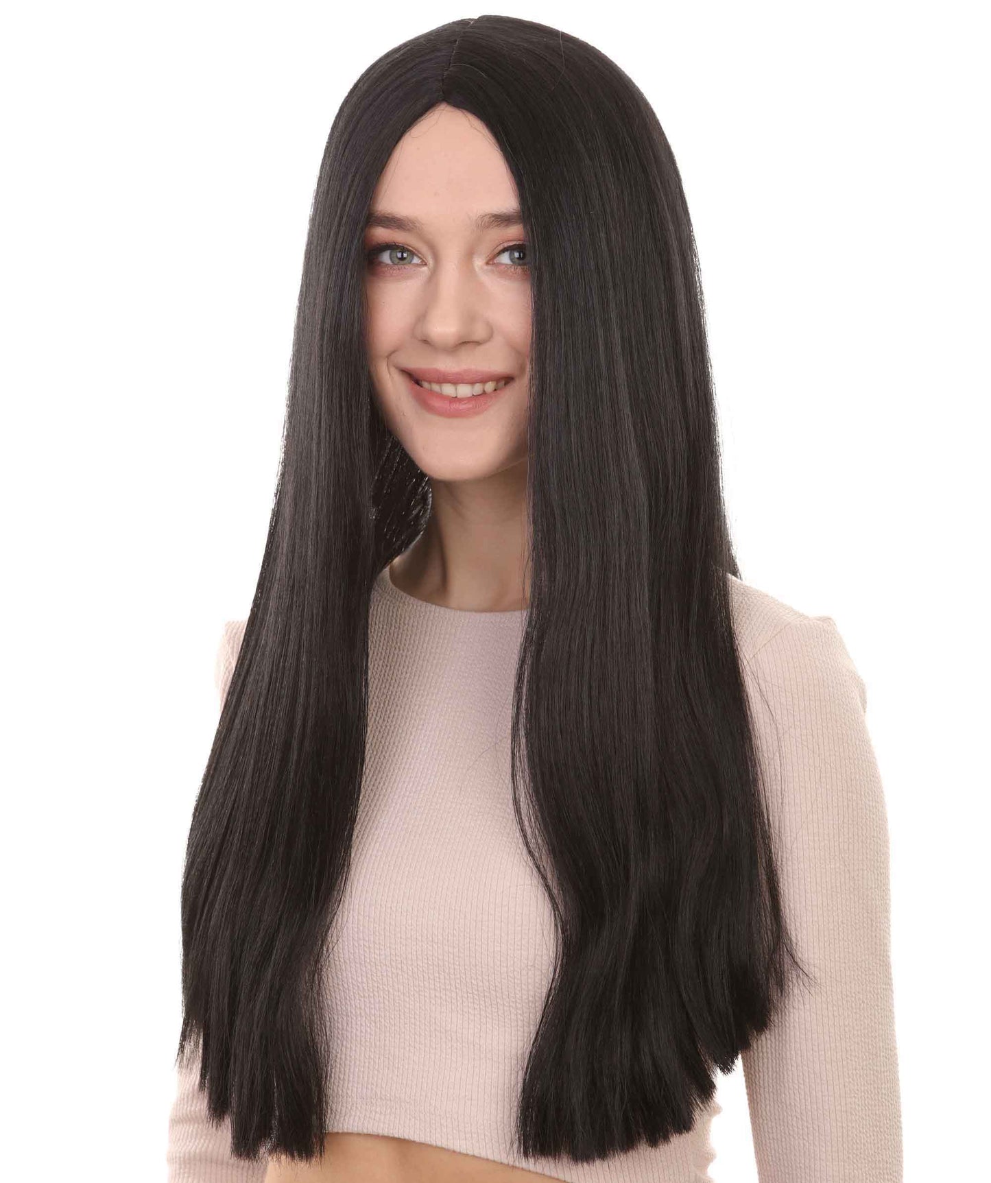 Black Witch Womens Wig | Long Horror Halloween Wig | Premium Breathable Capless Cap