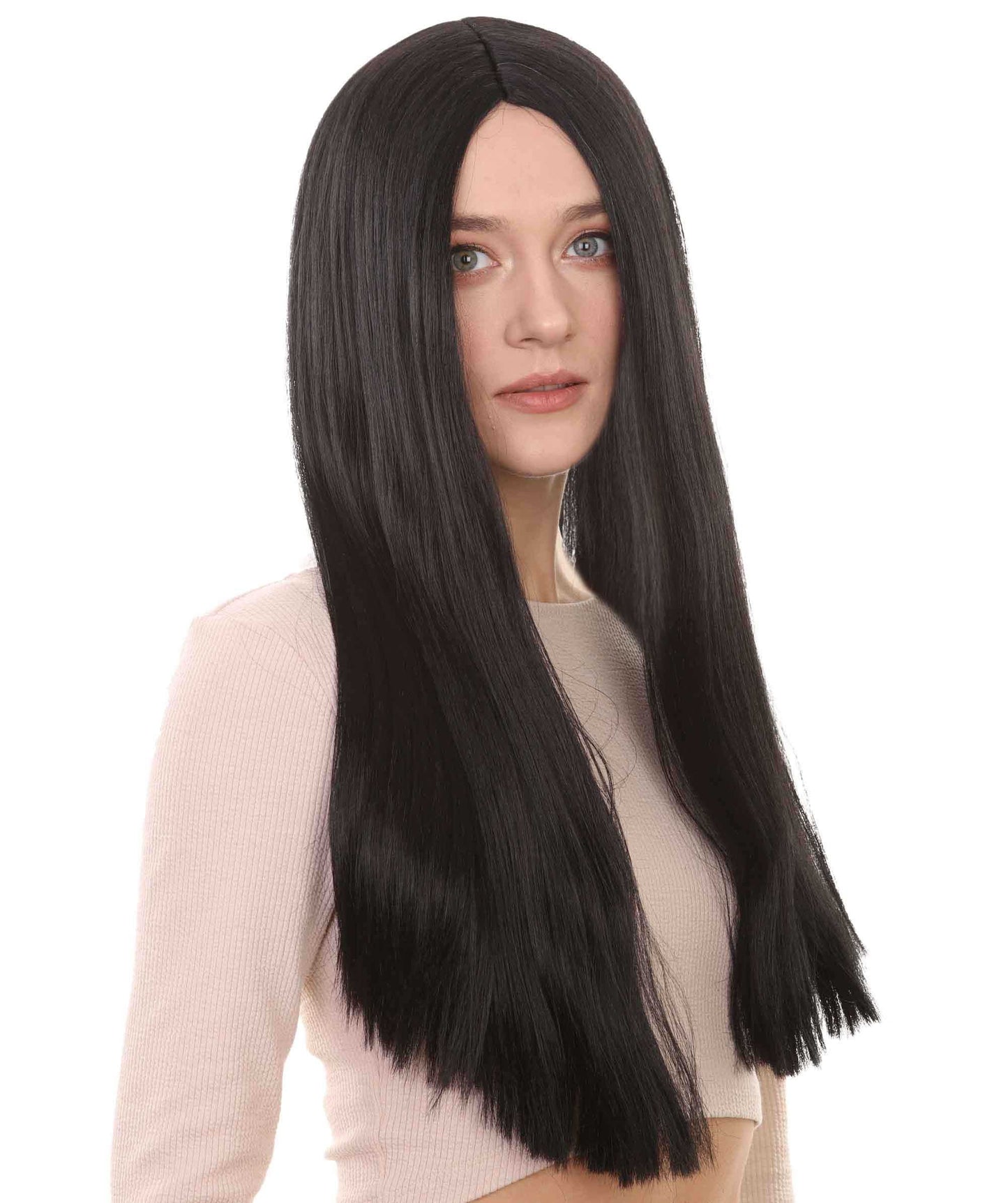 Black Witch Womens Wig | Long Horror Halloween Wig | Premium Breathable Capless Cap