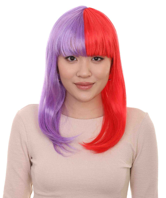 Two-tone Purple Red Bob Womens Wig | Sexy Party Halloween Wig | Premium Breathable Capless Cap