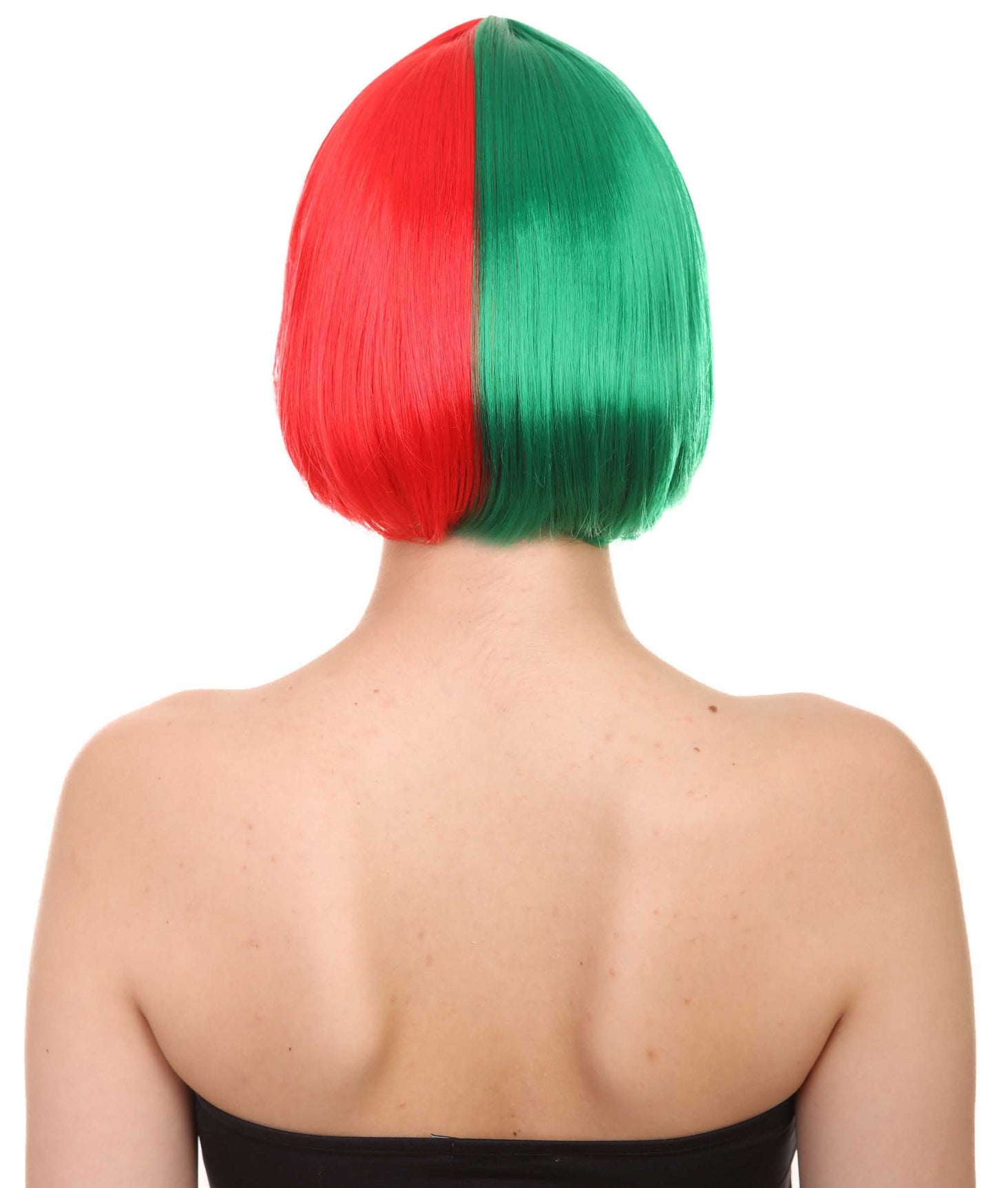 Green and Red Two-tone Short Bob Wig