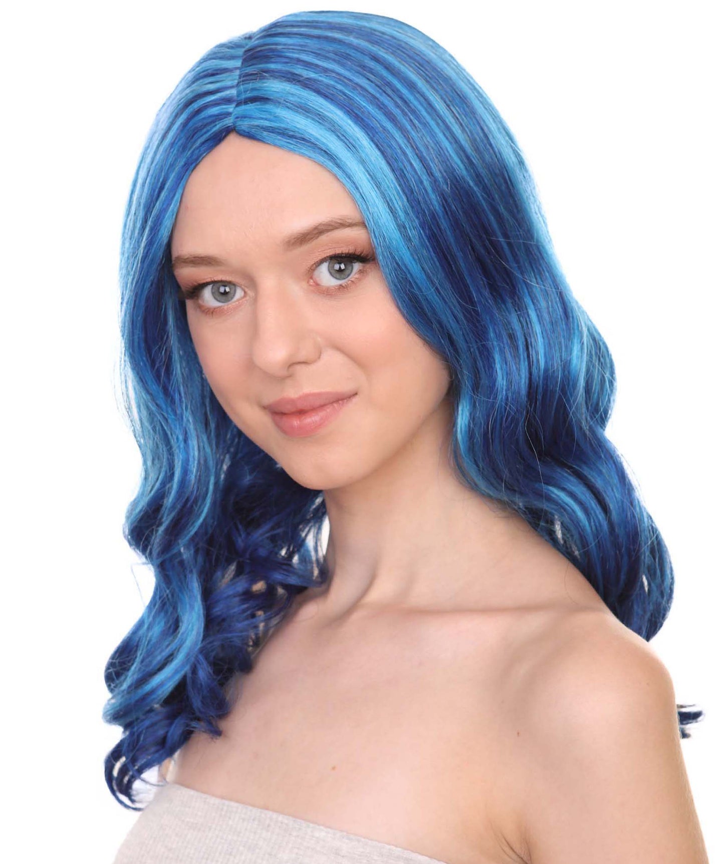 Redeemed Witch | Blue Blend Wavy Center Part Wig | Premium Halloween Wig