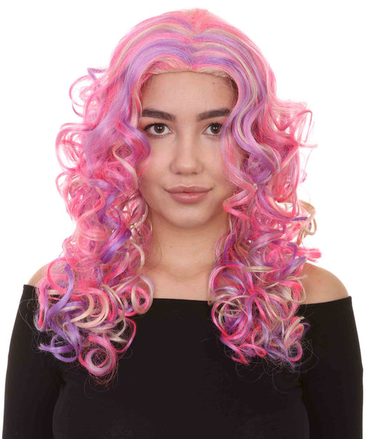 Pink Mixed Party Girl Curly Women's Wig