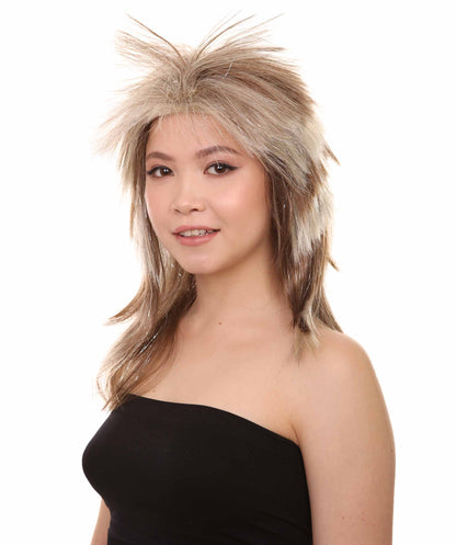 Rockin Diva Tinsel Stripe Blonde Mullet Wig