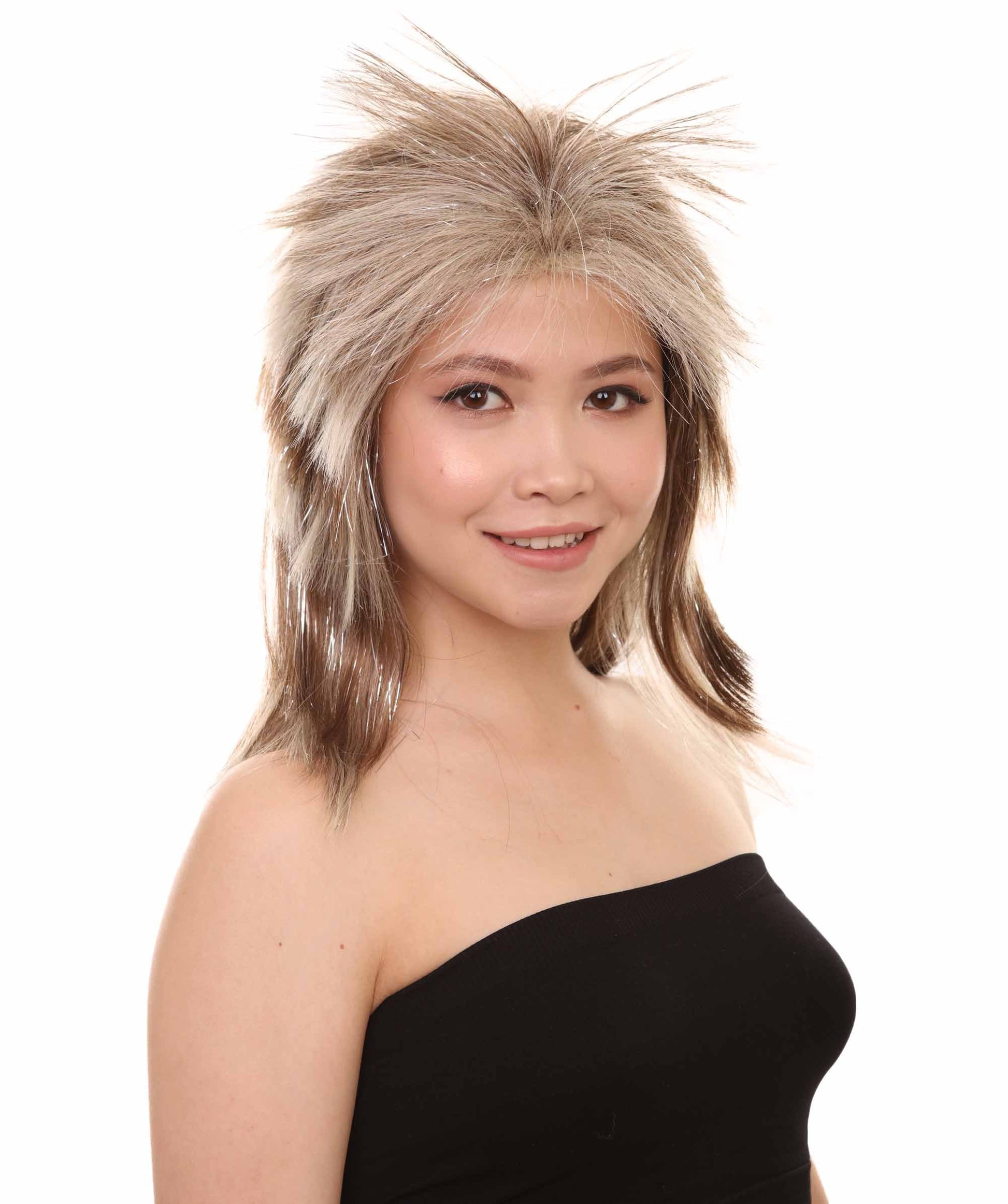 Rockin Diva Tinsel Stripe Blonde Mullet Wig