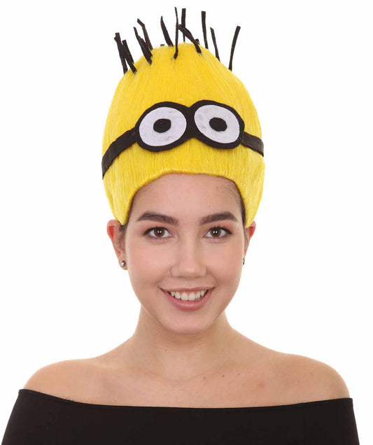 Unisex Animated Movie Funny Character Yellow Wig | Premium Breathable Capless Cap | Flame Retardant Synthetic Fiber