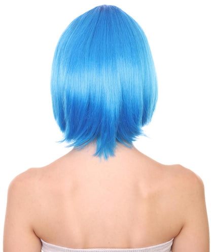 Cyber City Eve | blue Short  bob wig with Cropped Bangs Punk | Premium Halloween