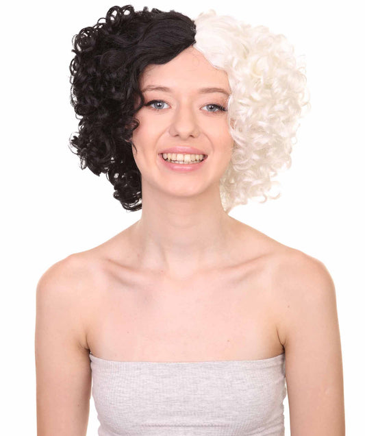 Cruel Ella Fashion Designer | Black and White Classic Character Wig  | Premium Halloween Wig