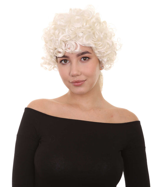 Women's Colonial Curly Wig |  White Holiday Party Wig | Premium Breathable Capless Cap