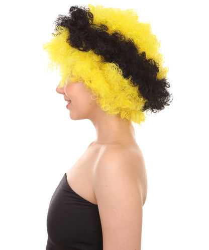 Bee Unisex Wig | Jumbo Super Size Afro Yellow Black Halloween Wig | Premium Breathable Capless Cap