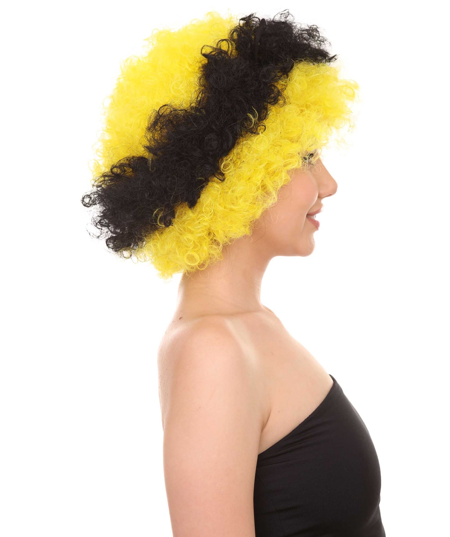 Bee Unisex Wig | Jumbo Super Size Afro Yellow Black Halloween Wig | Premium Breathable Capless Cap