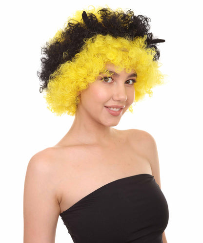 Bee Unisex Wig | Jumbo Super Size Afro Yellow Black Halloween Wig | Premium Breathable Capless Cap